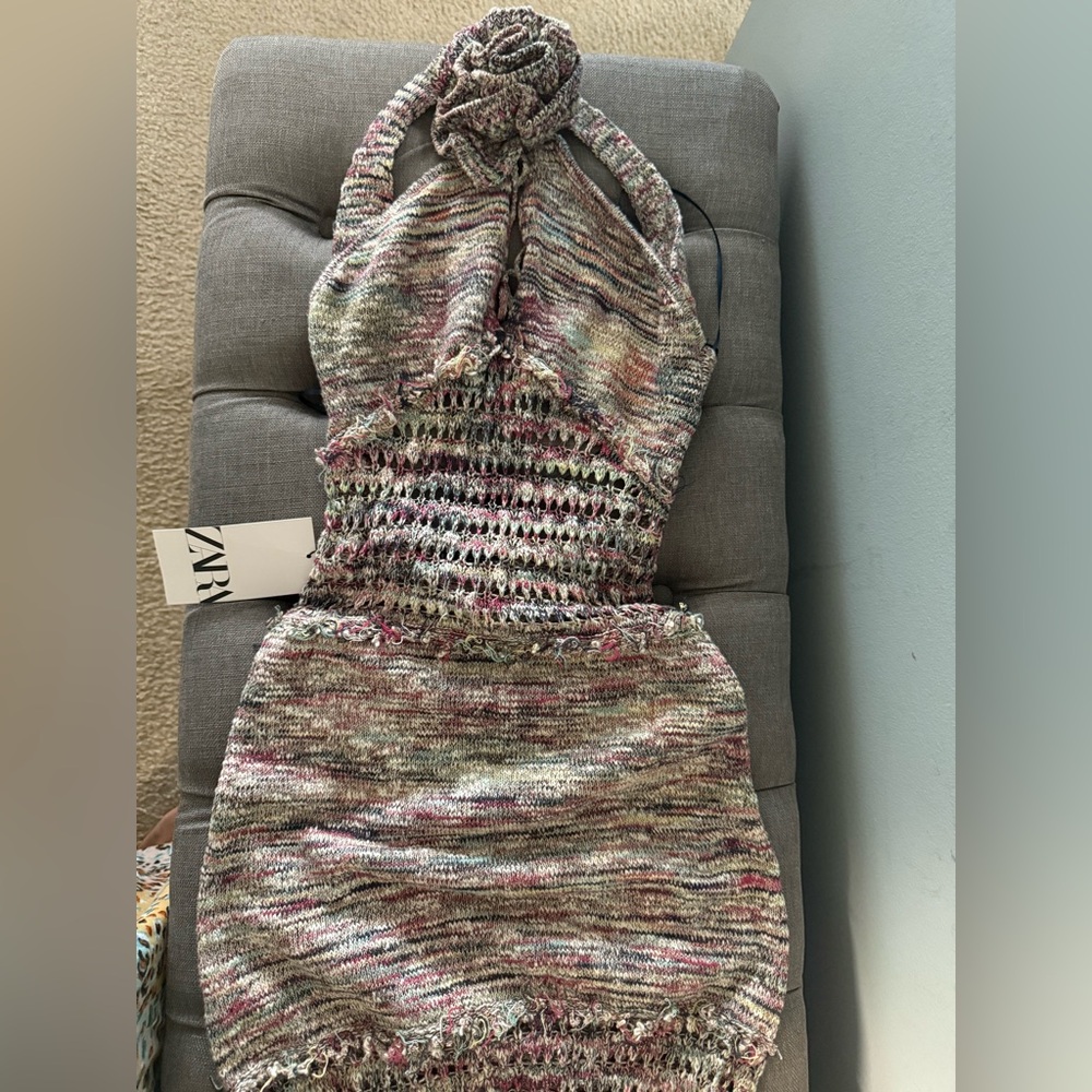 Zara Multicolor Backless Knit Dress
